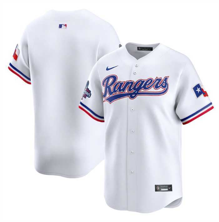Men%27s Texas Rangers Blank White 2023 World Series Champions Stitched Baseball Jersey Dzhi